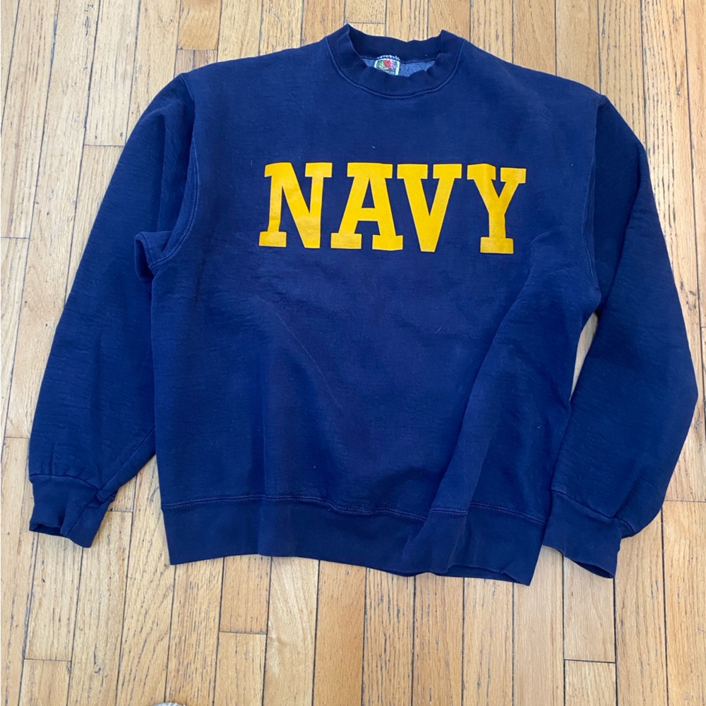 Fruit of the Loom Navy and Yellow Crewneck XL
